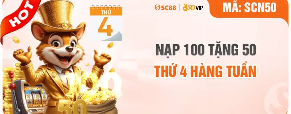 sc88 com nạp 100k tặng 50k thứ 4 hàng tuần
